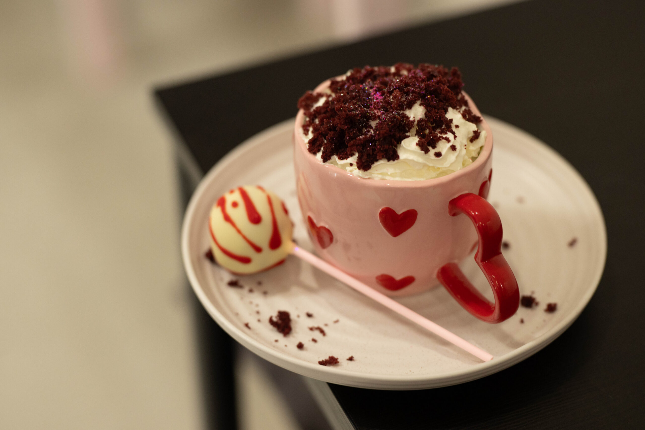 Sweet heart velvet hot chocolate at Coffee by Design image
